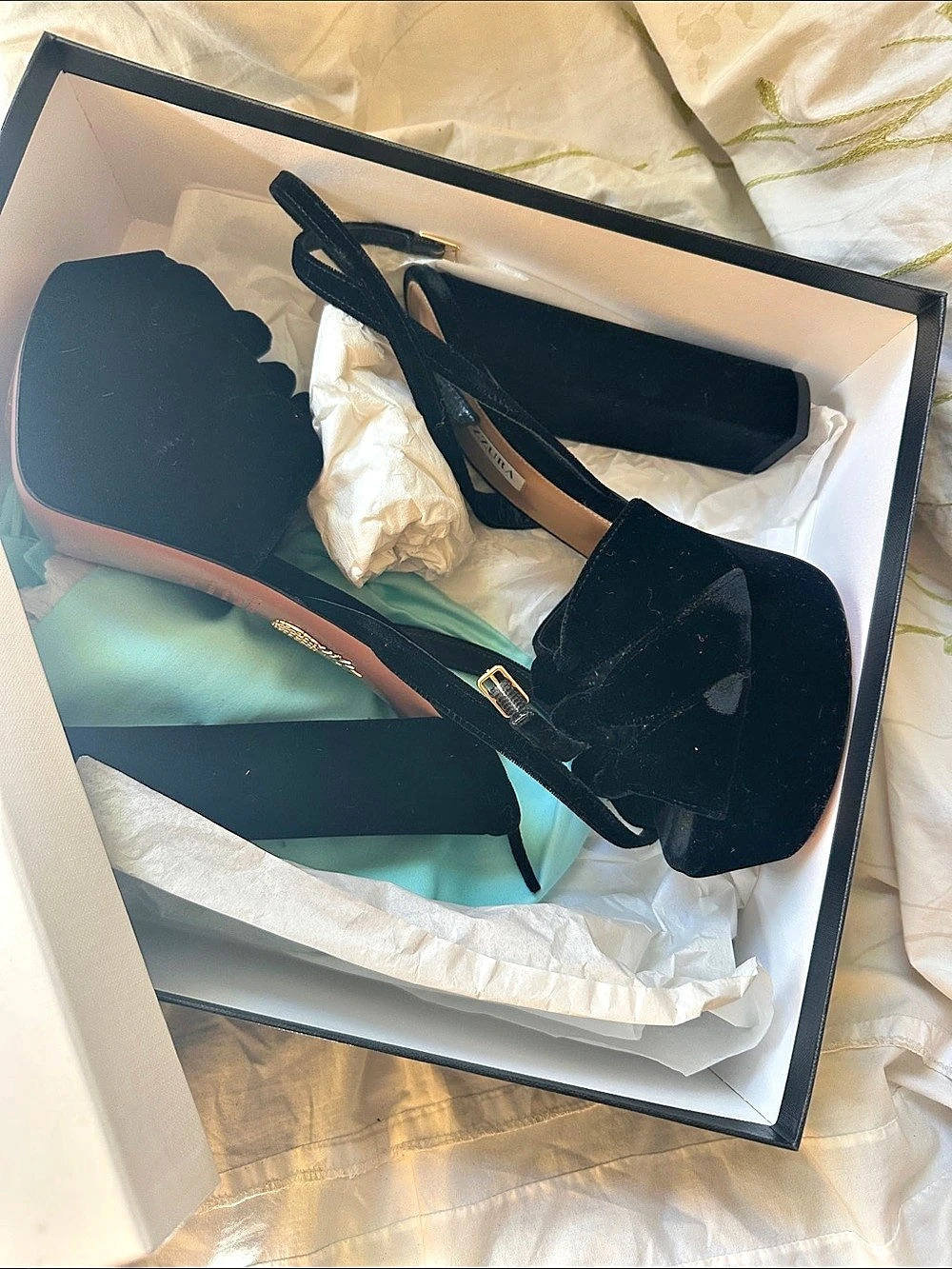 Aquazzura Miria Plateau 140 Velvet Platform Heels Black EU 401⁄2